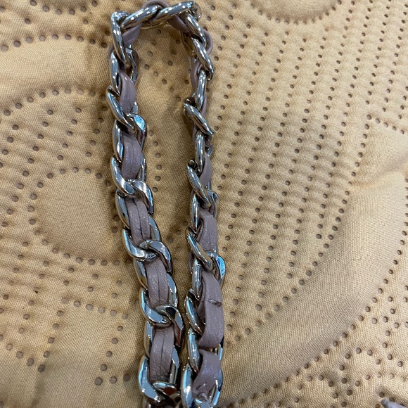 Nude colour, woven pattern, zippered clutch with wristlet. - Picture 2 of 4